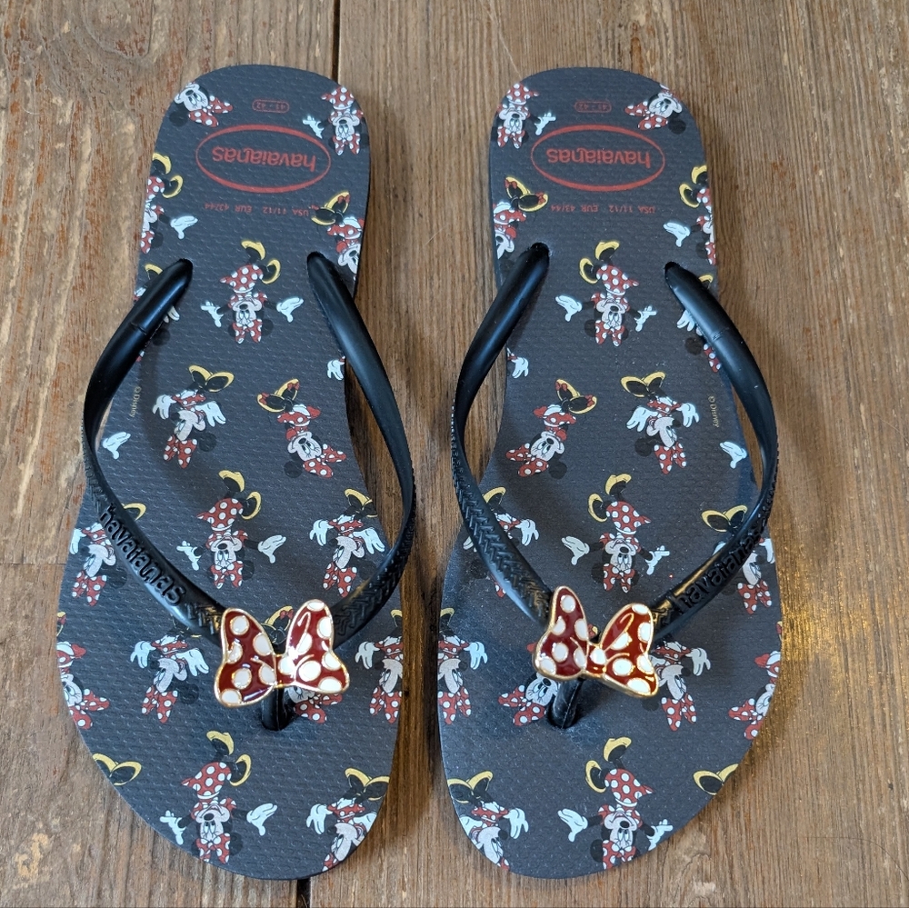NWOT Havaianas Disney WDW Minnie Mouse flip flops sandals women's 11/12